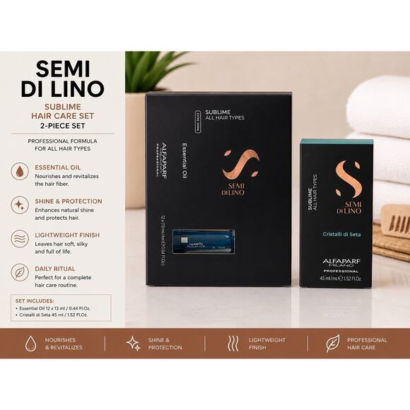 ALFAPARF MILANO Other - Alfaparf Semi Di Lino Essential Oil 12x13ml + Cristalli Di Seta 1.52oz